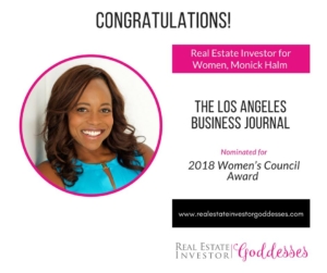 Monick Halm, Real Estate Investor for Women, Nominated For The 2018 Los Angeles Business Journal's Women’s Council Award