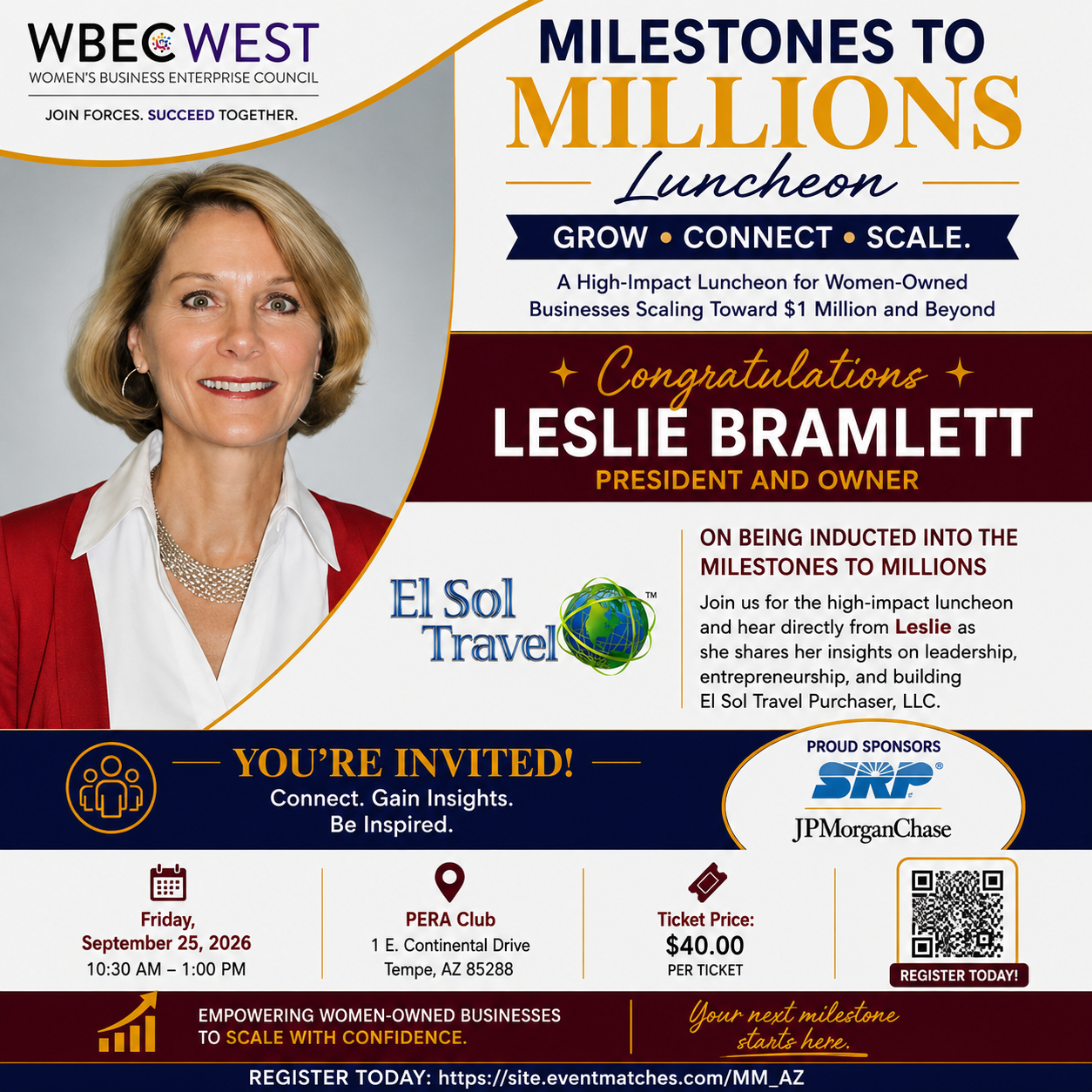 WBEC-West to Induct Leslie Bramlett, President and Owner of El Sol Travel Purchaser, LLC, into Milestones to Millions