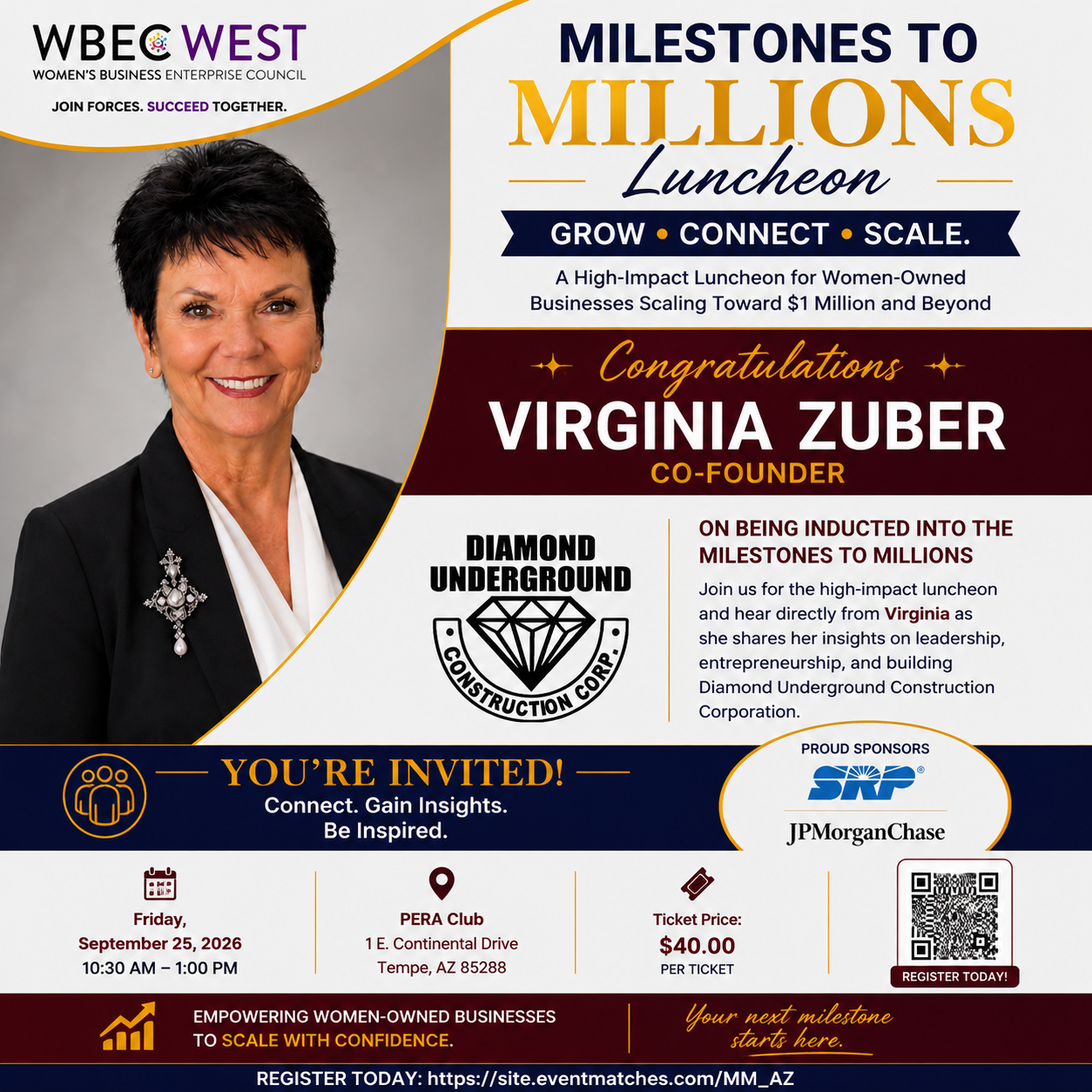 WBEC-West to Induct Virginia Zuber, Co-Founder of Diamond Underground Construction Corporation, into Milestones to Millions